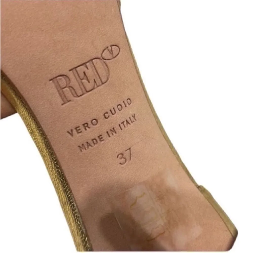 Red Valentino Gold Leather Stilettos Sandals(Size 7,37)